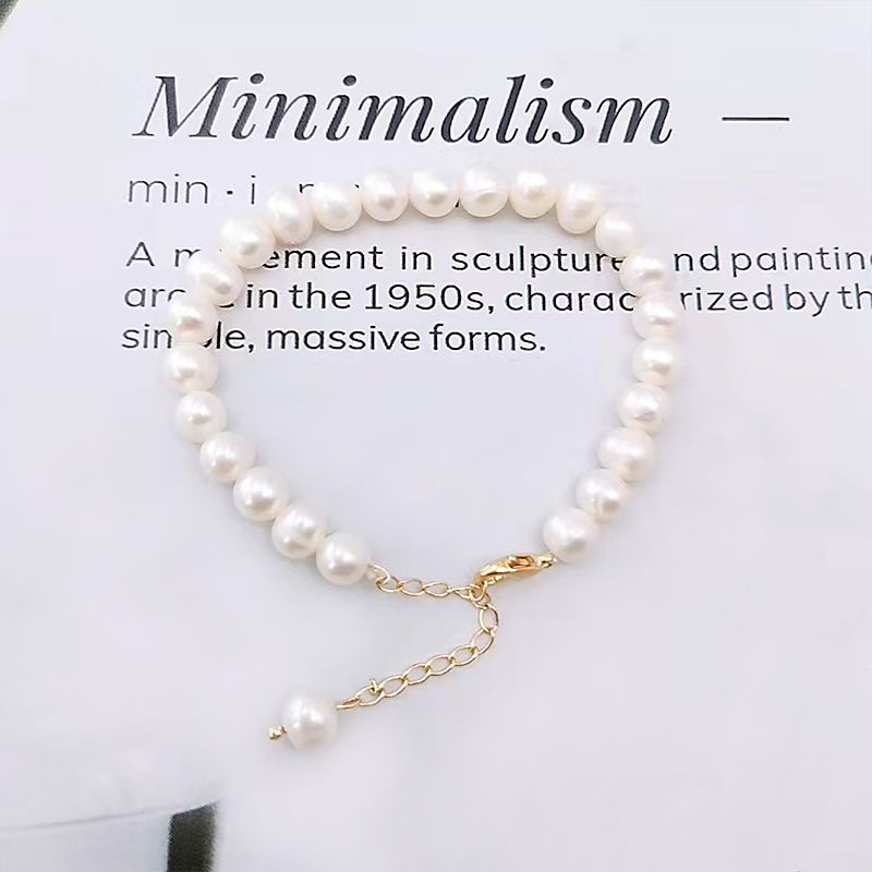 Lanruisha prosta słodkowodna okrągła perła damska bransoletka panna młoda wesela moda bransoletki bransoletka najlepszy prezent