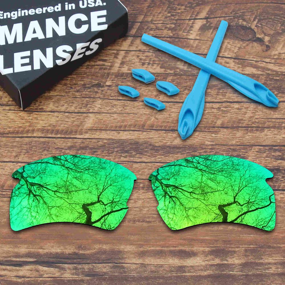 ToughAsNails Polarized Replacement Lenses & Sky Blue Rubber Kit for Oakley Flak 2.0 XL Sunglasses: Green and Sky Blue