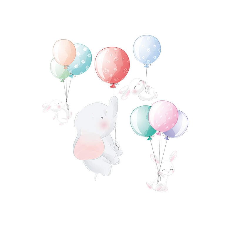 Tofok Cartoon Ballon Olifant Muurstickers Kinderen Babykamer Decoratie Zelfklevend Papier Room Decor Dieren Muurstickers