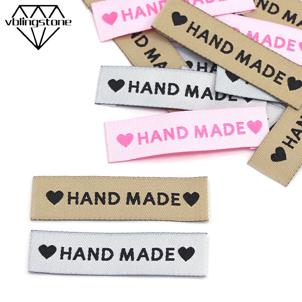 50Pcs Etiketten Hart Kleding Tags Handgemaakte Label Voor Kleding Fold Hand Gemaakt Tags Diy Hoed/Mand/Sjaal naaien Accessoires 60x15MM