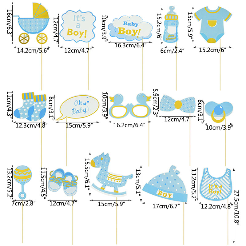 Baby Shower Photo Booth Props Blue Pink It's A Boy/Girl Prince Princess Photobooth Props Kids Birthday Party Favors Decoration: B02