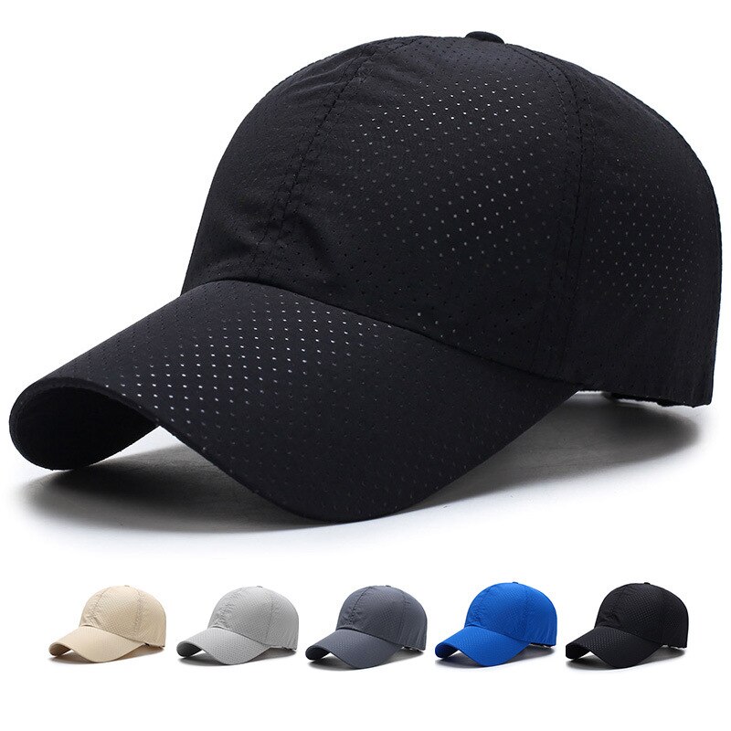 Gorra de malla de secado rápido para hombre y mujer, gorro transpirable con Cierre trasero, unisex