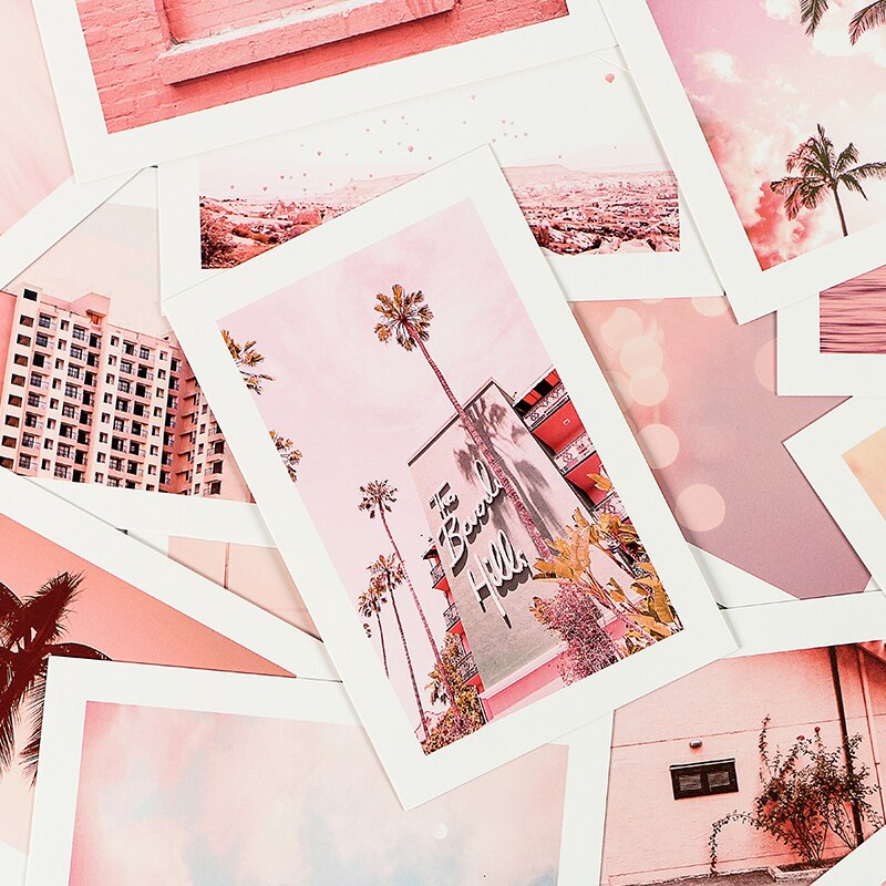 30 Stks/set Roze Wolken Galaxy Postcard Creatieve Fotografie Wenskaarten Diy Journal Decoratie Jaar Cadeau