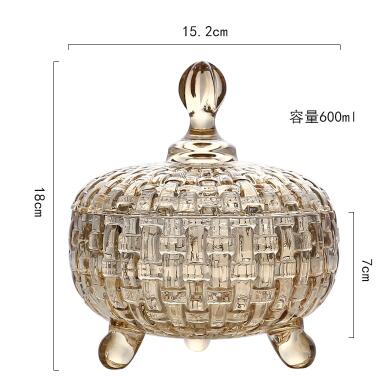 Europa scatola di caramelle di vetro di frutta secca vassoio di spuntino scatola di modo con coperchio scatola di immagazzinaggio di cristallo decorazione: B