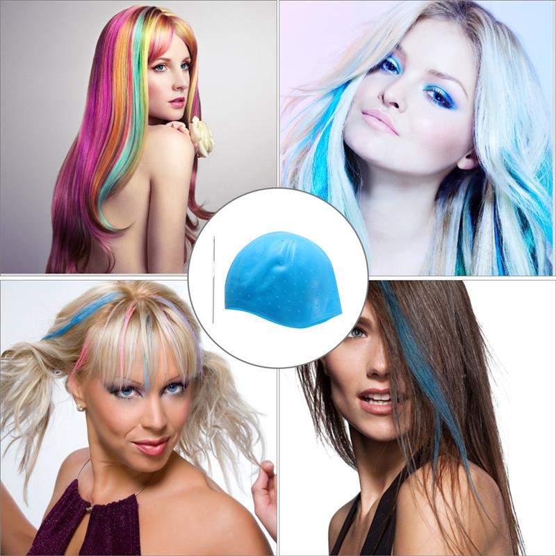 Gorro de silicona para teñir el cabello, gorro reutilizable de silicona suave, herramientas de peinado, gorro para teñir el cabello con aguja