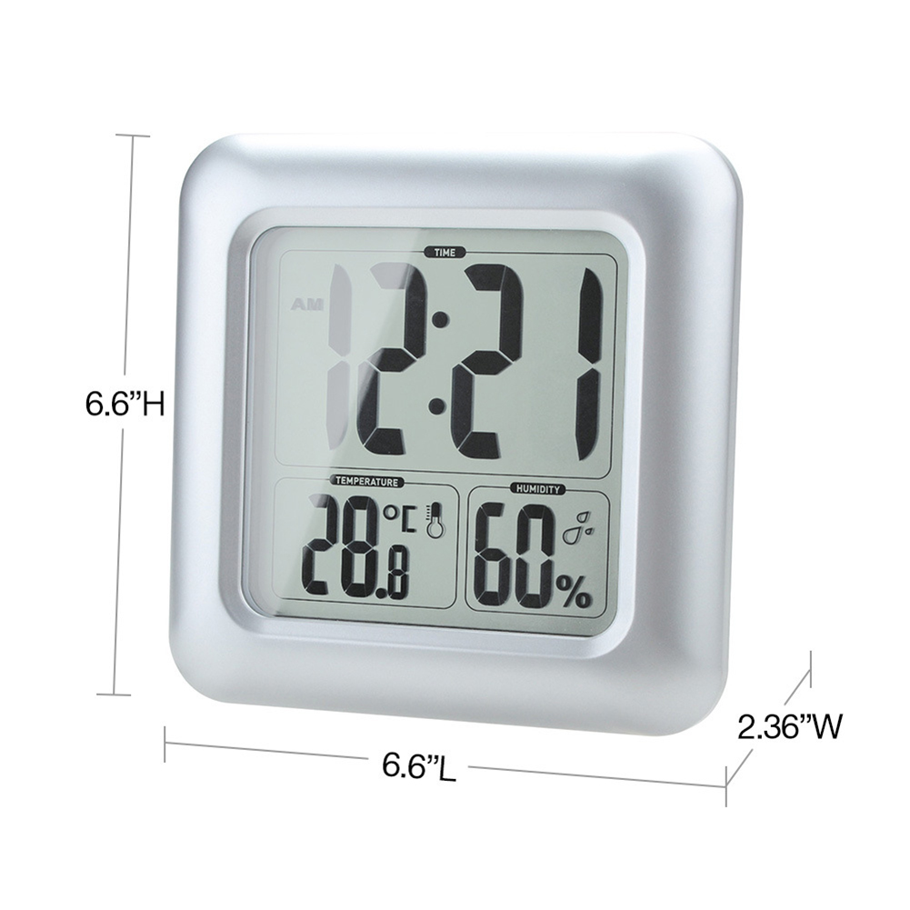 LCD waterproof digital bathroom wall clock Thermometer hygrometer sensor Washing shower wall clock timer With suction cup