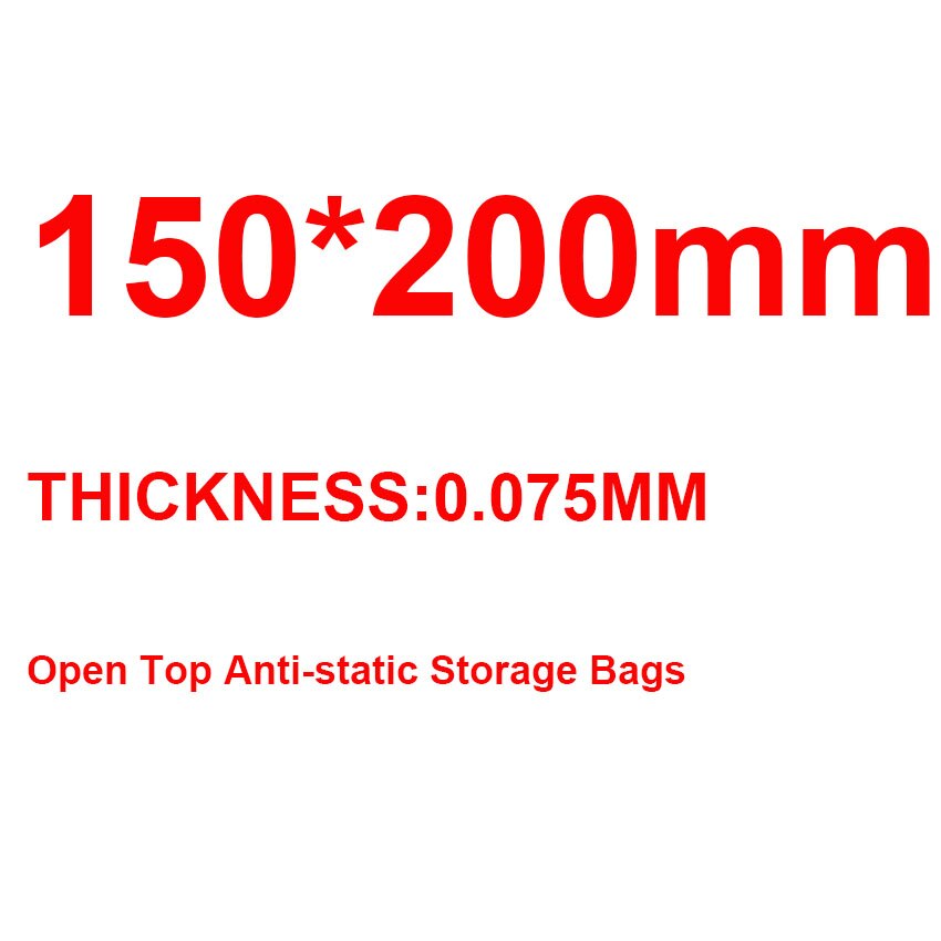 100pcs/lot Open Top Anti-Static Shielding Plastic Pack Packaging Bags ESD Anti Static Packing Bag Antistatic Storage Bag: 150x200mm
