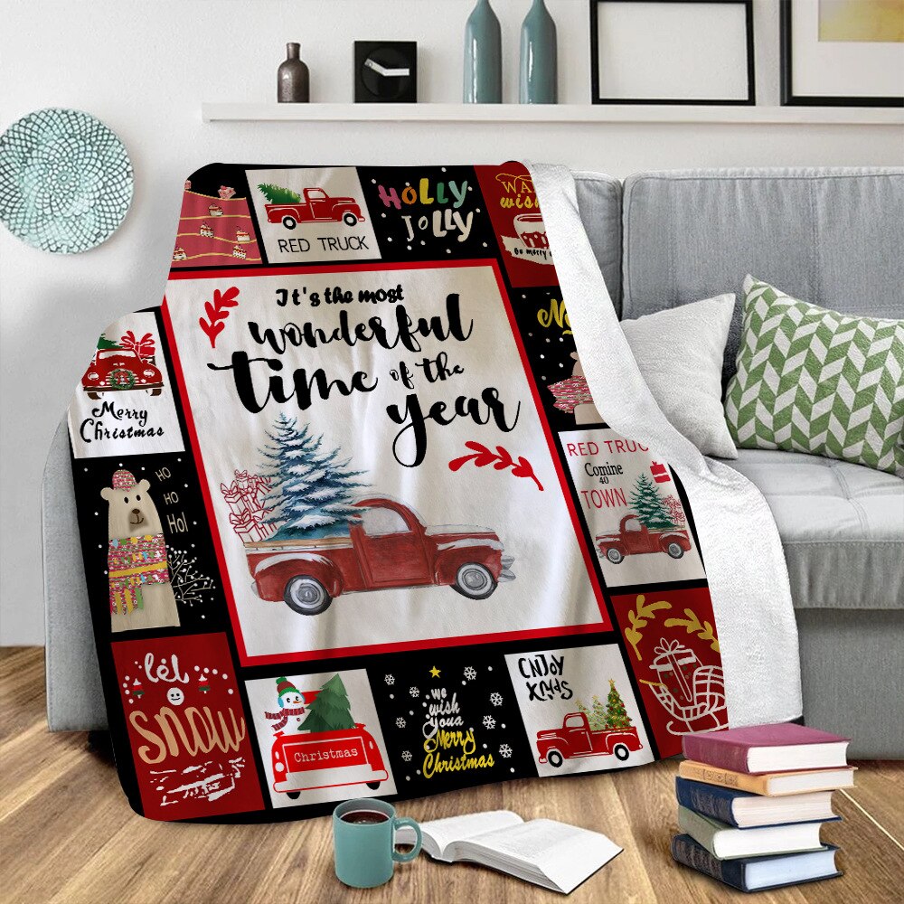 Onglyp god christmas pledd sherpa fleece varmt pledd til sofaseng sofa tv plysj hele sesongen teppe kaster jul hjemmeinnredning: type 4 / 150 x 200cm