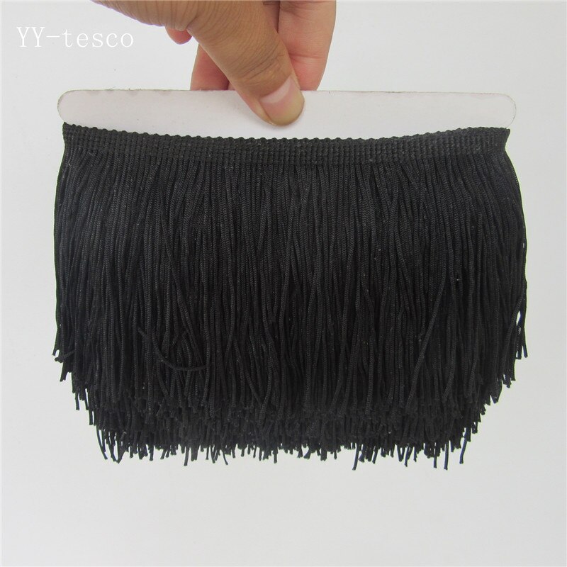 YY-tesco 10 Yard 10CM Long Lace Fringe Trim Tassel Fringe Trimming For Diy Latin Dress Stage Clothes Accessories Lace Ribbon: black