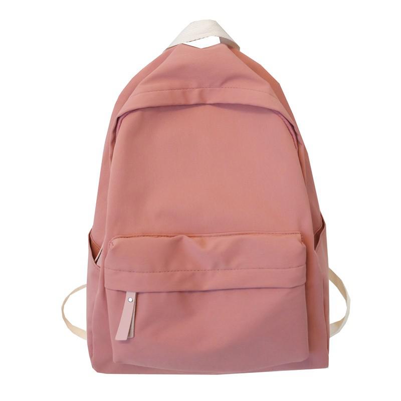 Nylon Waterdichte Vrouwen Rugzak Rits Reizen Rugzak Effen Kleur Rugzak Student School Tassen Voor Tienermeisjes Rugtas: Pink