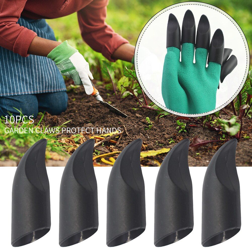 10Pcs Beschermende Planten Vingertoppen Cap Punctie Slip Porren Praktische Zwart Duurzaam Tuin Handschoenen Klauwen Voor Graven