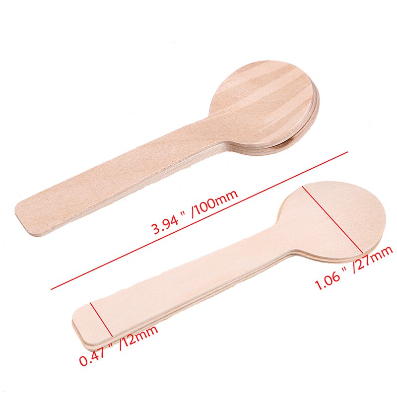 100Pcs Houten Lepels 10Cm Ijs Gereedschap Westerse Dessert Lepel Wedding Party Servies Keuken Benodigdheden