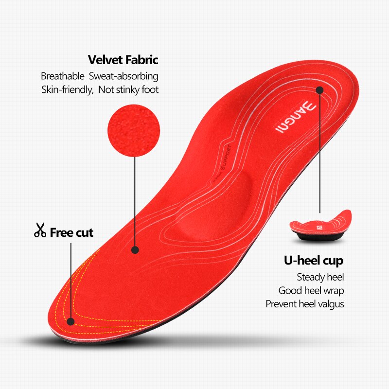 YEBEI Shoe Insoles Plantillas De Zapatos EVA 3/4 Length Flat Foot High Arch Supp