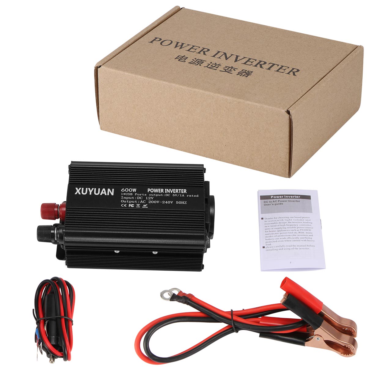 Ac 12v to 220v 600w bil inverter auto bil ström konverter växelriktare adapter belysning laddare ström konverter eu uttag