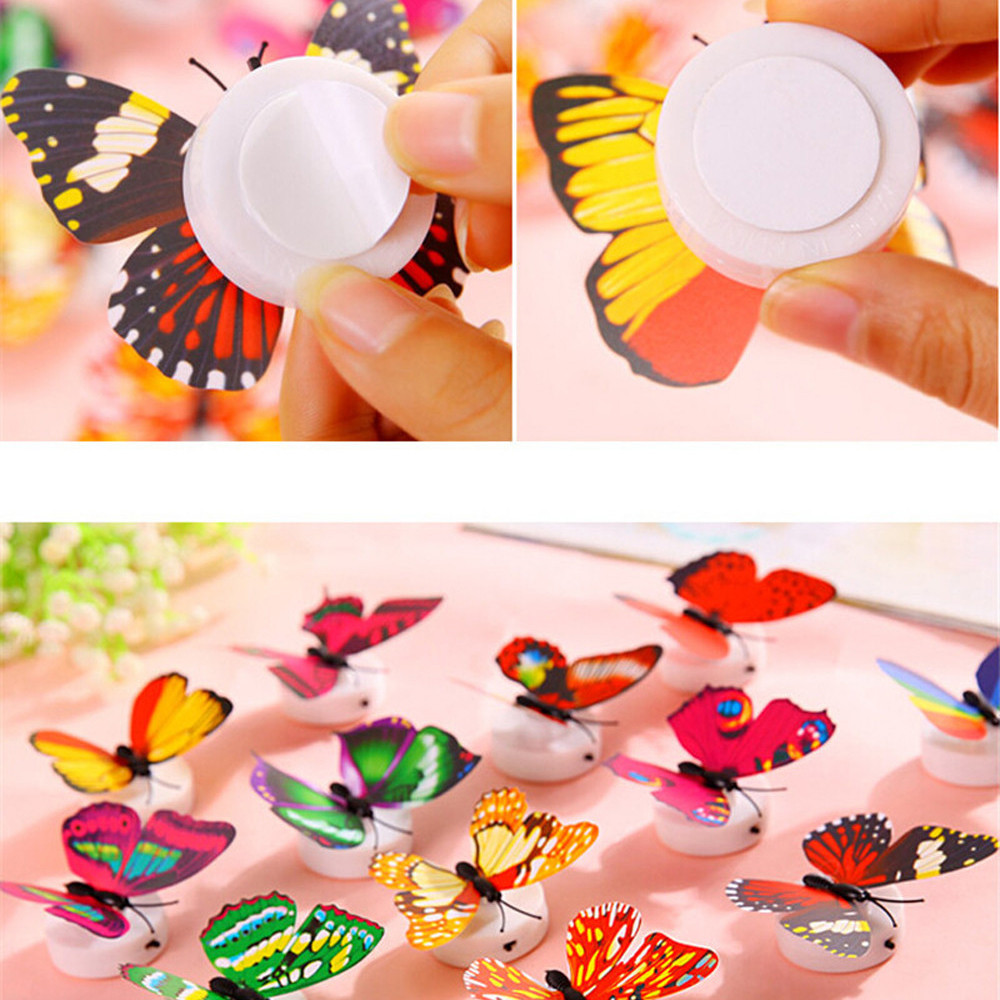 Pegatinas de mariposa 3D LED para pared, lámpara de luz nocturna brillante, calcomanías de pared, decoración para el hogar, , escritorio, 1 ud.