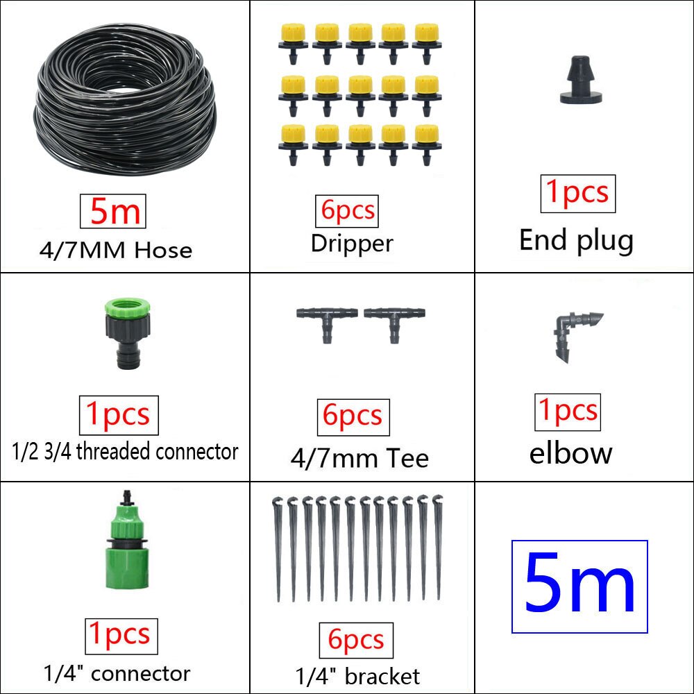 5-50M Automatisch Tuinbewateringssysteem Waterdruppelirrigatiesysteem Plant Bewatering Kit Irrigatie Druppelaars Timer Set: WHITE