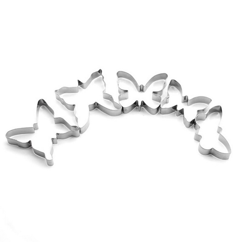 5 stks/set Rvs Kinderen Cartoon Cookie Mallen Vlinder Cookie Cutter Cake Decorating Gereedschap Fondant Cutter