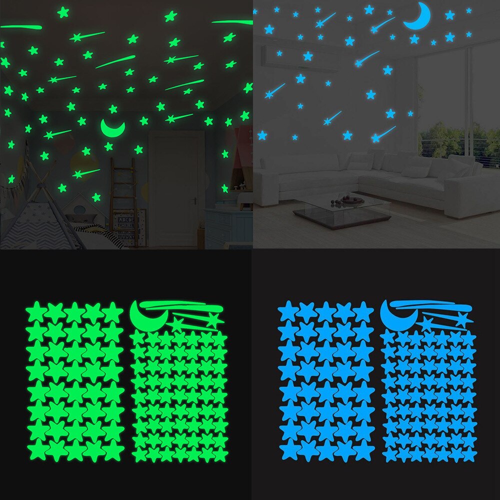 Självlysande stjärna prickar sovrum baby barnrum dekal glöd på natten fluorescerande drömlik heminredning