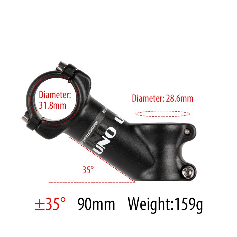 UNO Bike attacco manubrio bicicletta 1-1/2 "1/4mm Riser manubrio per BMX MTB Road Bike 7/ 17/ 35 gradi da 60mm a 31.8mm lega di alluminio: 35 Degree 90mm