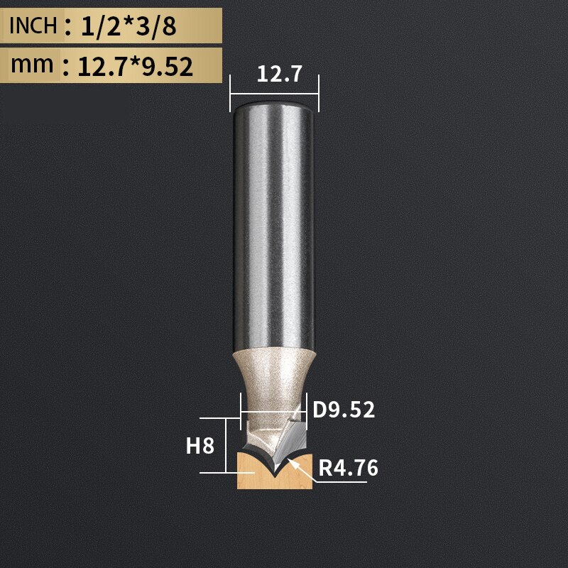 Herramienta de tallado de carpintería, punta de corte redonda, punta de carburo de tungsteno, broca enrutadora CNC para grabado en madera, vástago 1/2 1/4: 32 mm