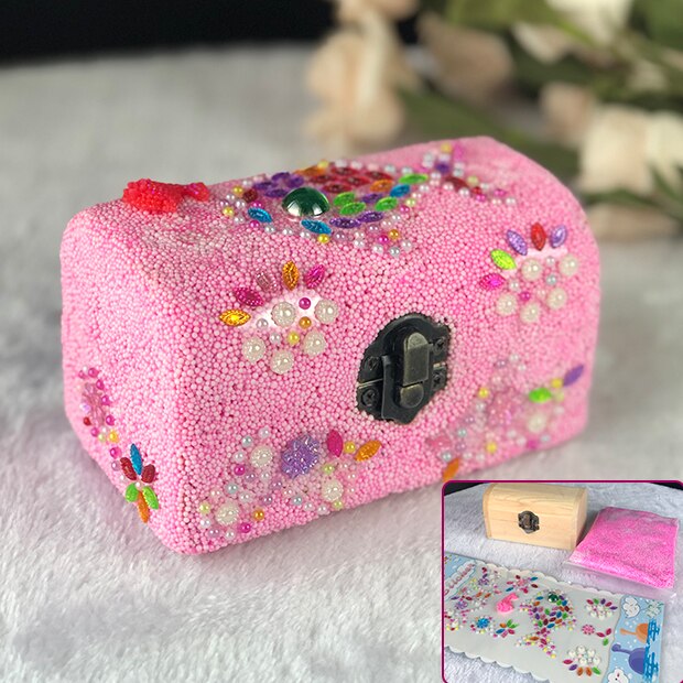 Enfants fait à la main bricolage matériel sac fille en bois massif papeterie boîte boîte à crayons flocon de neige boue bâton perceuse boîte de rangement: S-6