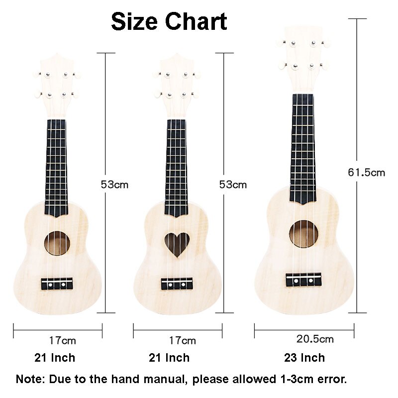 21/23 Inch Ukulele DIY Kit Hawaii Guitar Ukelele Handwork Support Painting Kids Children Toy Assembly for Beginner Amateur