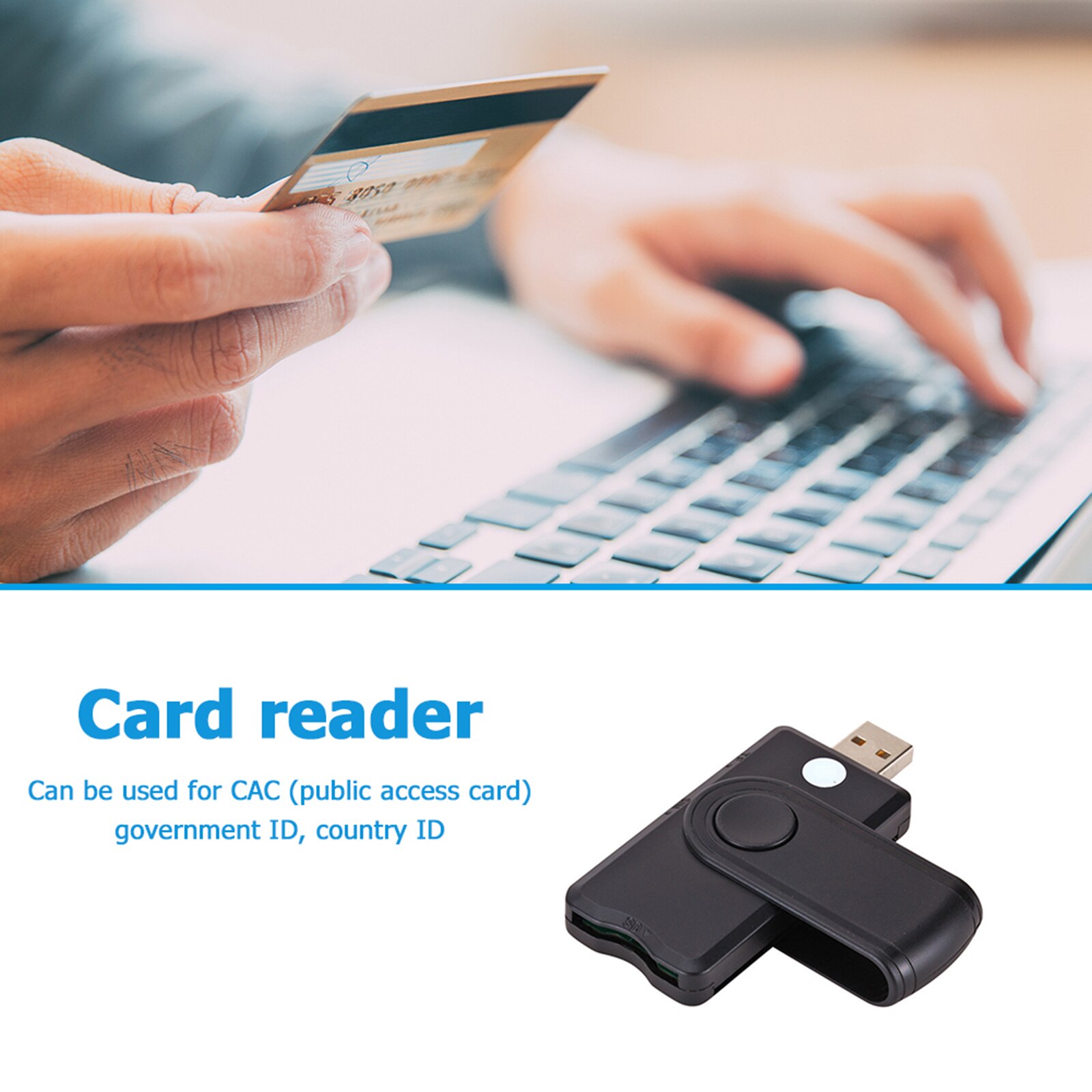 Smart Card Reader, Usb 2.0 Dod Gemeenschappelijke Toegang Card Adapter Sim Credit Card Reader Writer, compatibel Met Windows / Linux