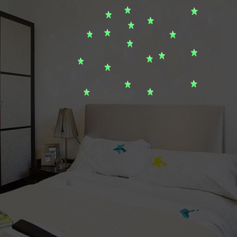 100 pcs/pack 3cm bricolage étoiles lumineuses autocollant mural maison chambre plafond décor décalque maternelle lueur autocollants enfants
