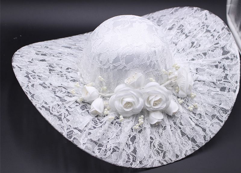 verrotten Weiß hochzeit Hütte, hochzeit hüte für frauen elegante, braut Hütte, hochzeit zubehör chapeau femme mariage braut zubehör: Weiß-Spitze