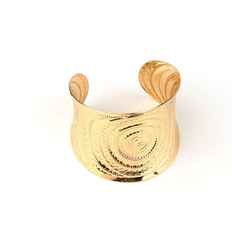 1PC European Curve Metal Tibetan Gold Silver Plated Wide Open Bangle Cuff Bracelets For Women Femme Carved Bracelet Jewelry B20
