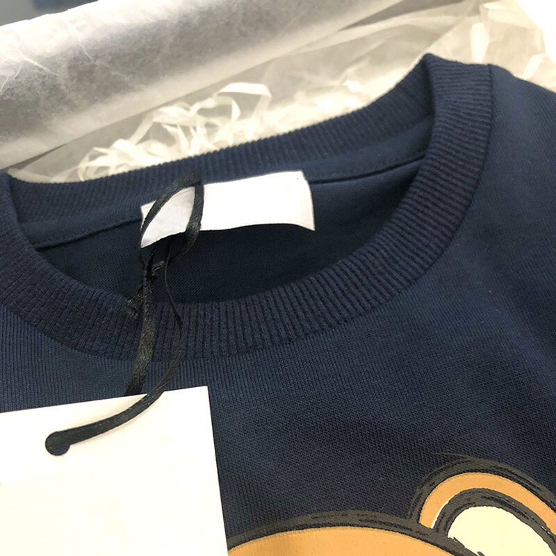 Bébé garçons et filles t-shirts enfants dessin animé ours à manches longues T-shirt enfant vêtements décontractés automne printemps chemise enfants hauts T-shirt: Bleu / 24M