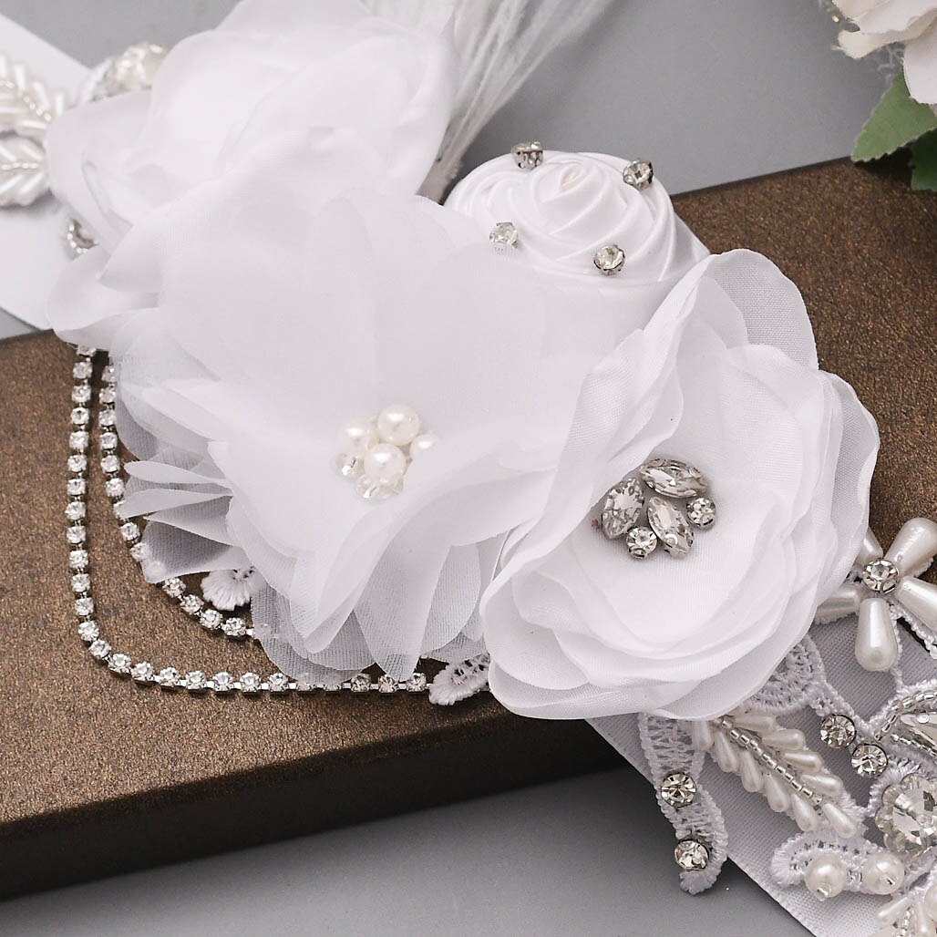 Cinturón de lujo con flores y plumas grandes para mujer, fajín de señora para de boda con diamantes de imitación y cinturón para chica de cristales, S478