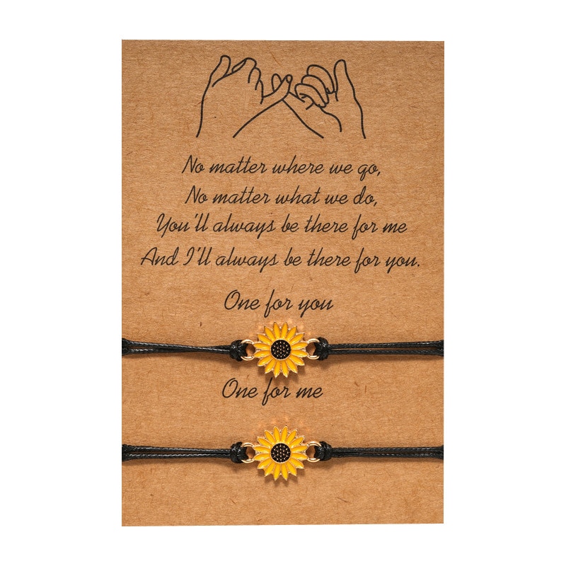 Girassol artesanal orando mão pingente pulseira costura melhor franjas tecelagem corda corrente pulseira para amigo amante melhor presente
