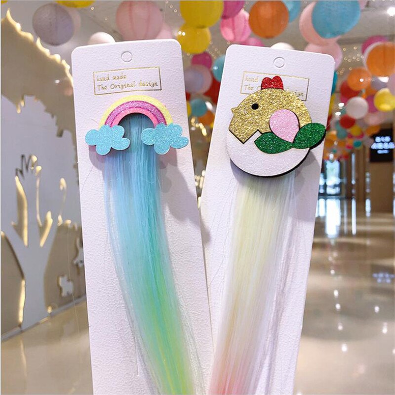 1pc meisjes regenboog wolk eenhoorn pruik haarspeldjes voor meisjes haar houder kinder haarspeldjes haarelastiekjes meisjes haaraccessoires