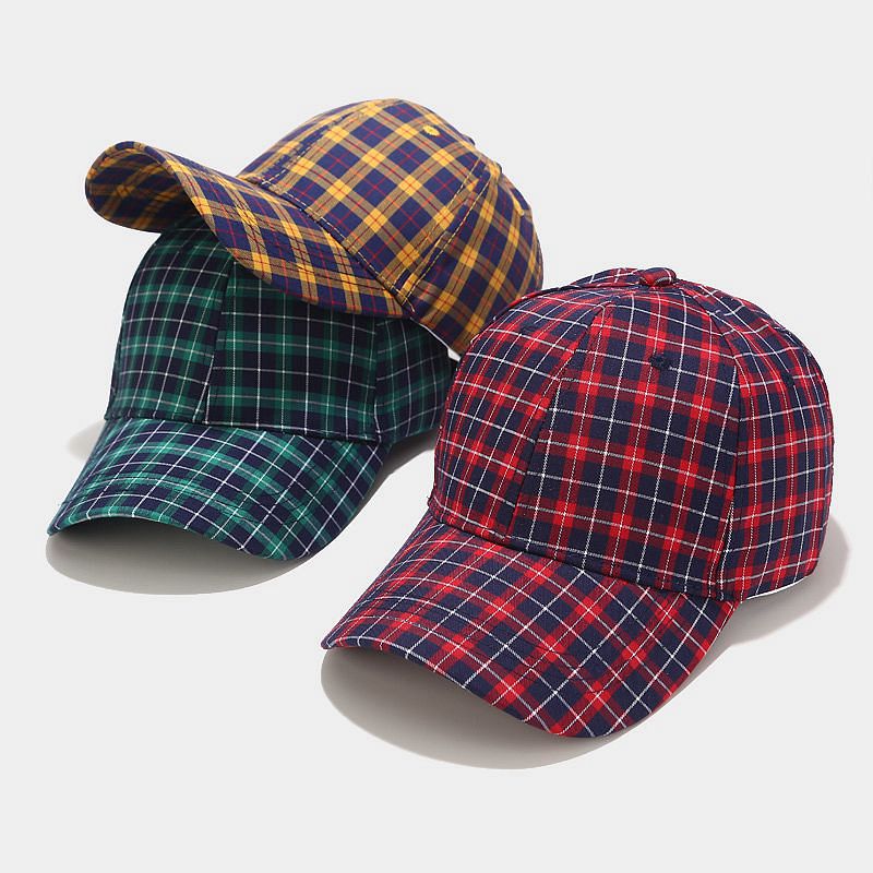 Unisex Hat Women Summer Korean Student Plaid Baseball Cap Simple and Versatile Casual Cap Men Sun Hat