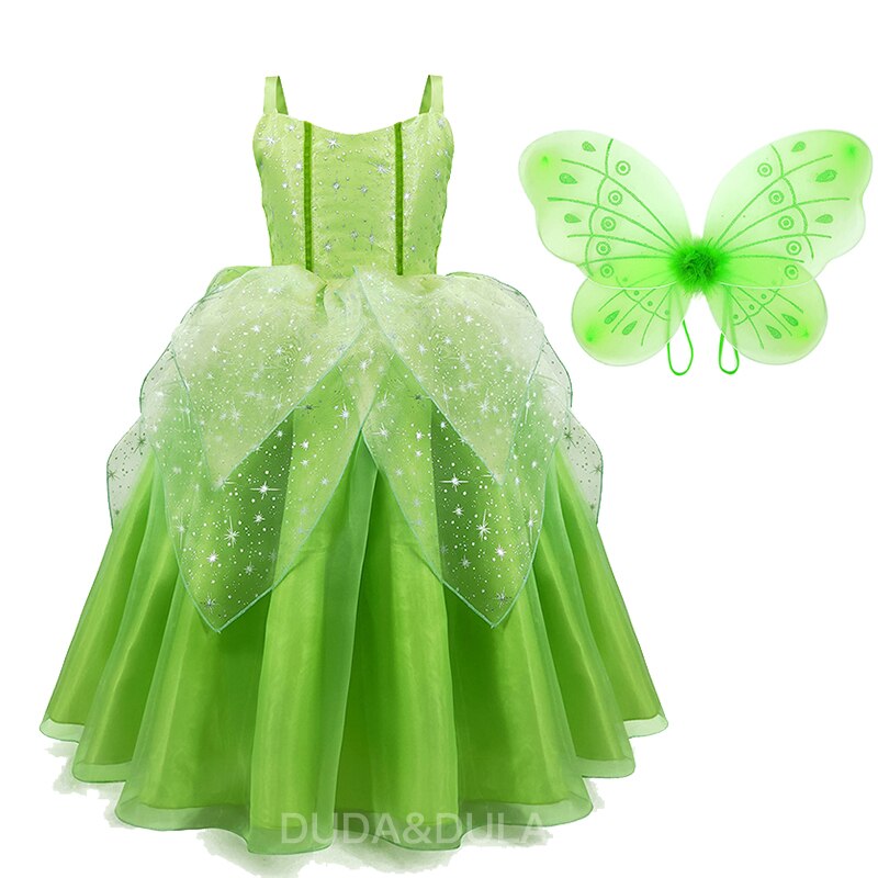 Flower Fairy Dresses Kids Girl Princess Fairies Fancy Dress With Wings Child Halloween Birthday Party Costume Elves Clothes: 02 / 140