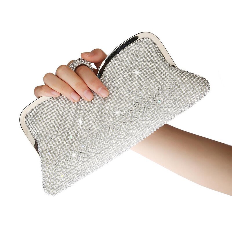 Vintage Kralen Avondtasje Geborduurde Tas Diamant Lovertjes Clutch Bruid Tas