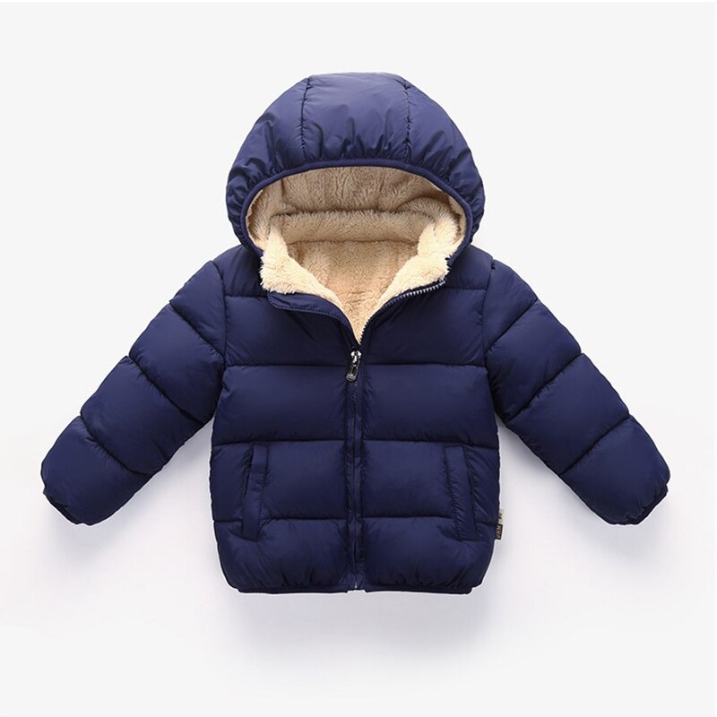 Babymantel jungen winterjacken für freundlicher herbst Winter verdicken 5 farben warme oberbekleidung abnehmbare kapuze säuglingsmäntel schneeanzug: Marine / 3t