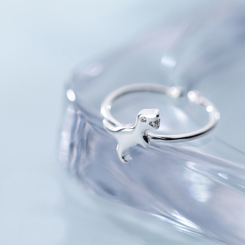 Mloveacc 100% 925 Solid Echte Sterling Zilver Vrouwen Lady Sieraden Dinosaur Charm Ring Opening Grootte Meisjes Dame