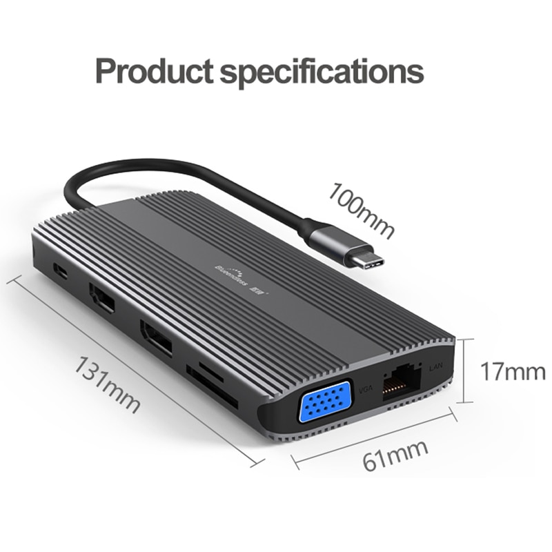 -Blueendless USB C Hub HDMI/DP/VGA Ethernet 3 USB ... – Grandado