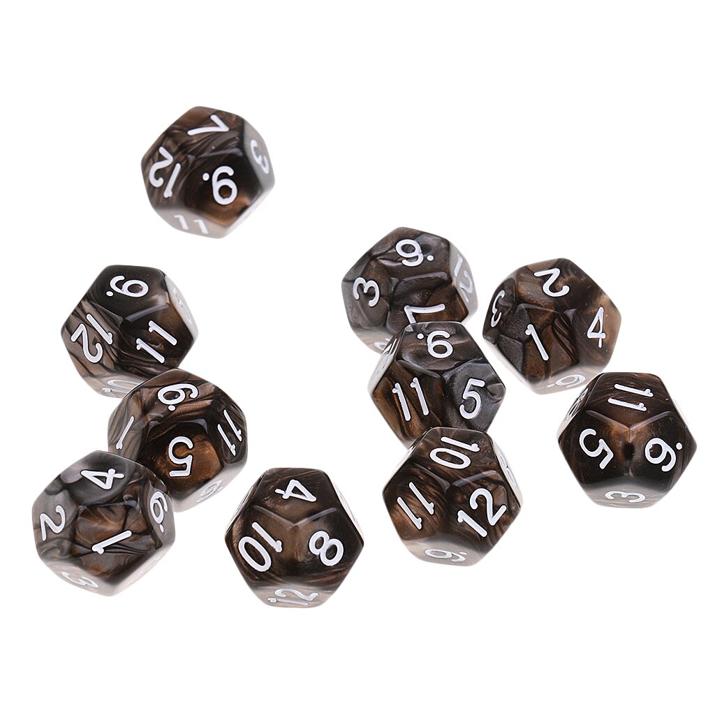 10 stück 12 Seitige Würfel D12 polyedrisch Würfel für Party Tisch Spiele Weiß Grau: Kaffee grau