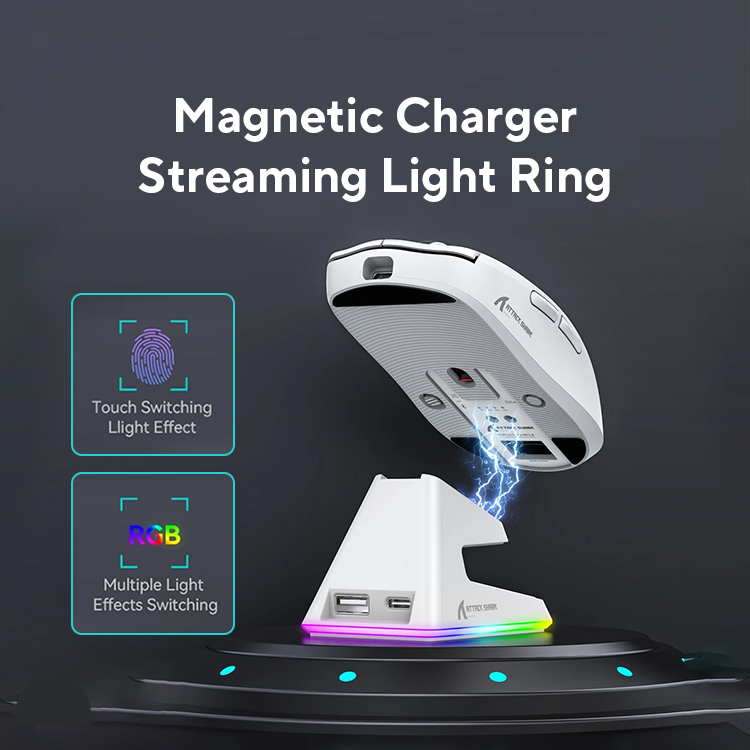 X6 Lightweight Wireless Gaming Mouse with 3 Mode Wired 2.4G BT5.2 Up to 26K DPI RGB Backlight Charging Base for Laptop Deskbtop