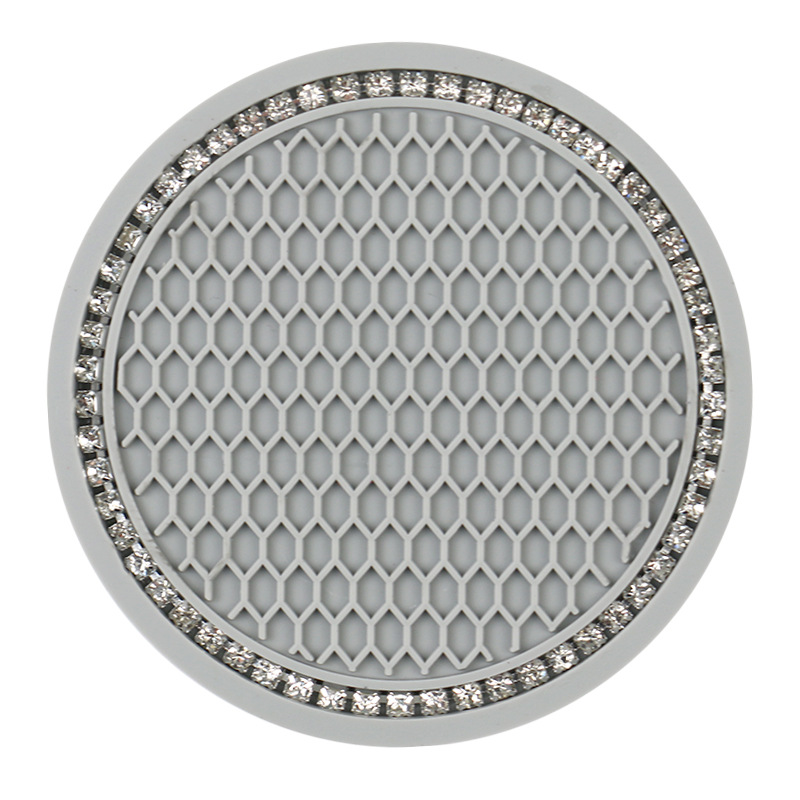 Car Cup Coasters for Cup Holder Universal Bling Diamond Water Bottle Holder Mat Anti Slip Insert Pad Auto Interior Accessories: GRAY