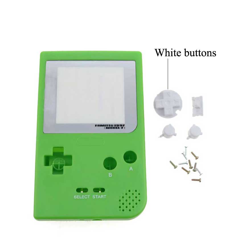 YuXi Full housing shell case cover replacement for Gameboy Pocket Game Console for GBP Clear shell Case with Buttons Kit: Green