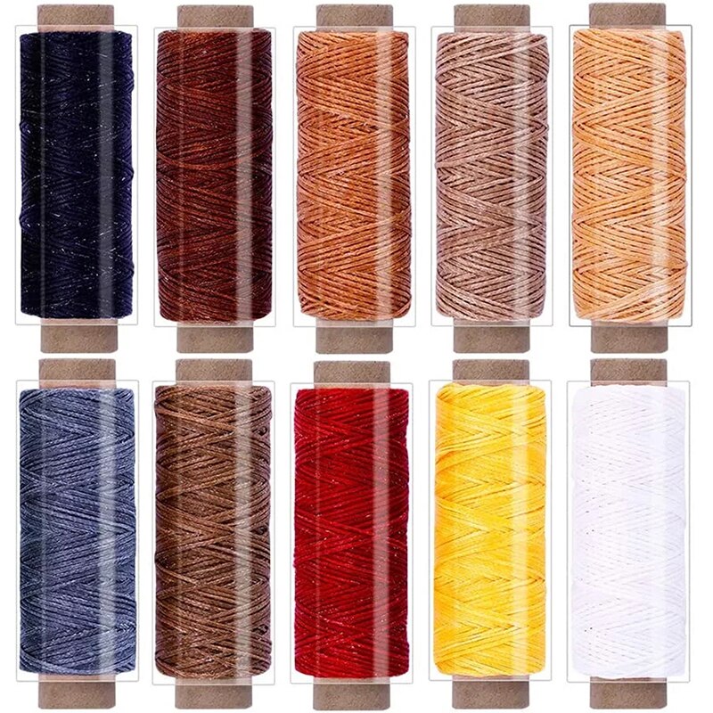 Imzay 10PCS 550Yards Leather Sewing Waxed Thread,Spool Stitching Thread For Leather Craft DIY,Bookbinding,Shoe Repairing