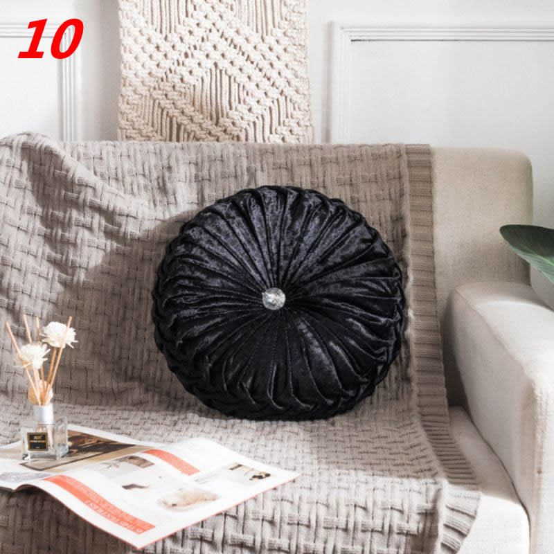 European Style Throw Pillow Luxury Velvet Cushion Pleated Fabric Handmade Round Wheel Pumpkin Seat Cushions: 10