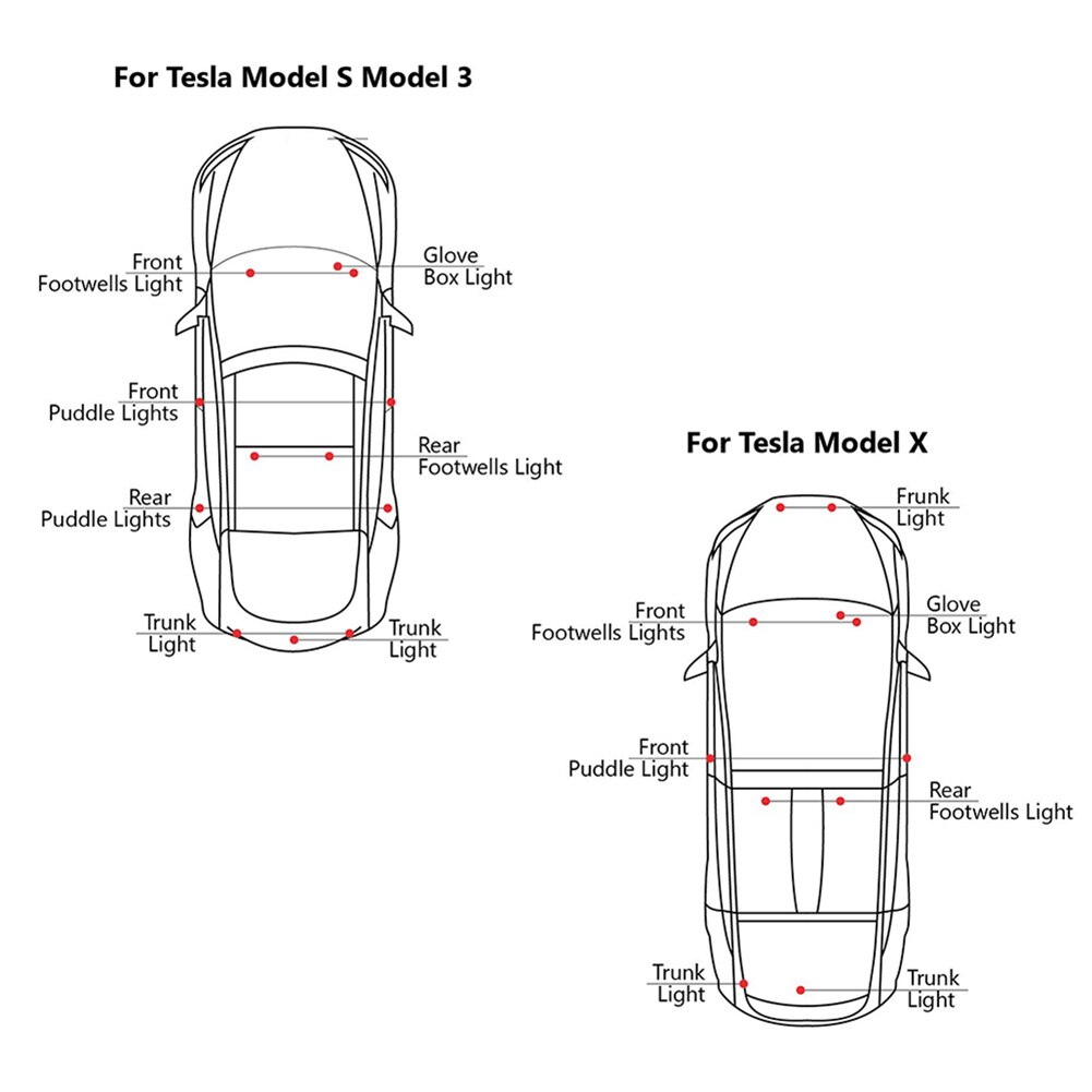 Car Accessories Exterior 4 Pcs Ultra-Bright LED Interior Light Lamp Kit For Tesla Model 3 Model X Model S Car S|port Lights