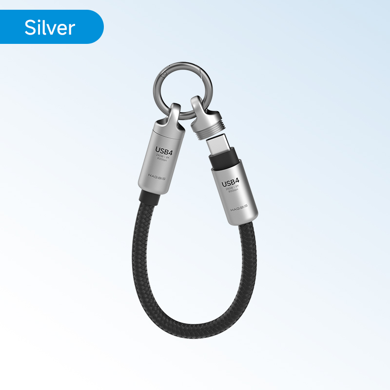 Hagibis USB4 Cable Portable Keychain Short C to C Cable Lanyard Type-C Cable 240W 80Gbps for Thunderbolt 4/5 iPhone 16 Pro SSD: SKY BLUE
