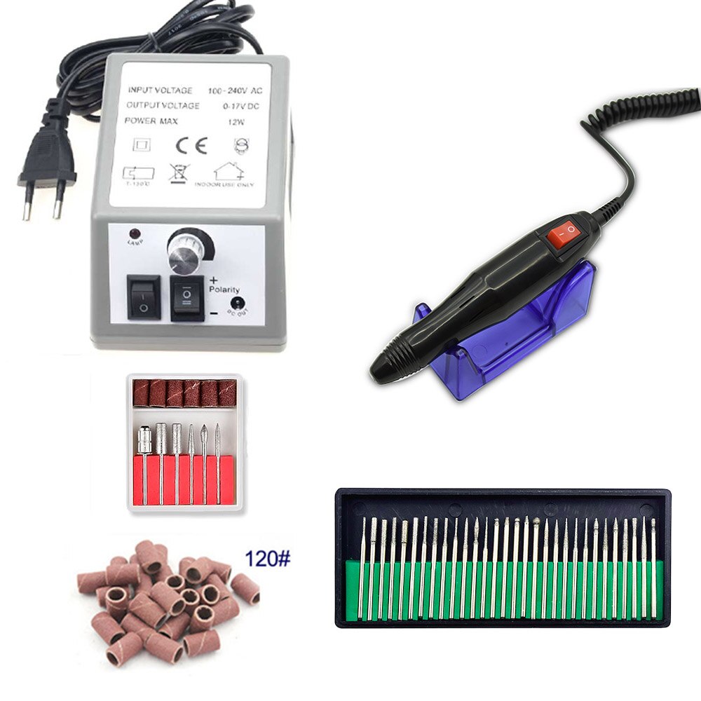 Electric Nail Drill Machine For Manicure And Pedicure Drill 12W 20000RPM Milling Machine Nails Equipment Set Electric Nail File: SET 4