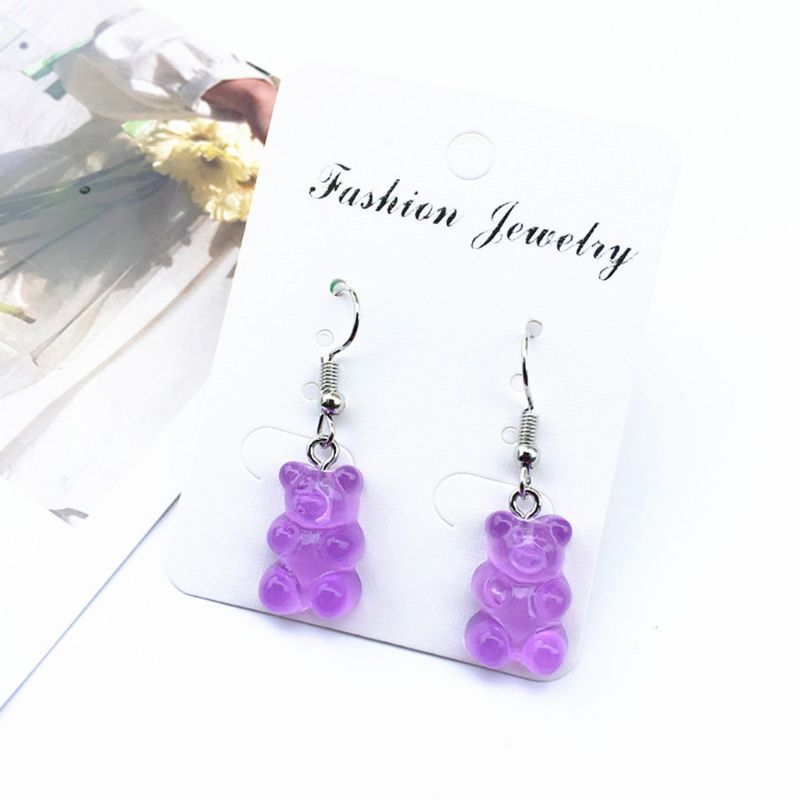 1 Pair Cute Mini Gummy Bear Earrings Minimalism Cartoon Female Ear Hooks Danglers Jewelry